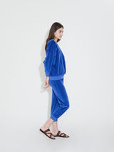 Velour Slim Track Pants in Azul