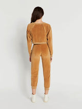 Velour Slim Track Pants in Teddy