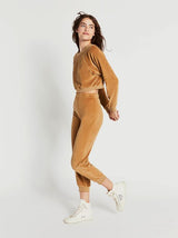 Velour Slim Track Pants in Teddy
