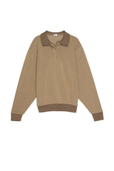 Vintage Fleece Polo Sweatshirt Camel