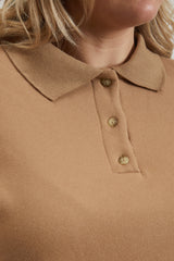 Vintage Fleece Polo Sweatshirt Camel