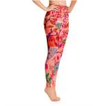 High Waist Yoga Leggings In Crossing Red