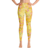 High Waist Yoga Leggings In Yellow Landscape