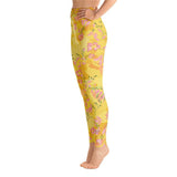 High Waist Yoga Leggings In Yellow Landscape