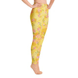 High Waist Yoga Leggings In Yellow Landscape