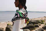 Silk Scarf of Cheerful Moments in Black