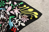 Silk Scarf of Cheerful Moments in Black