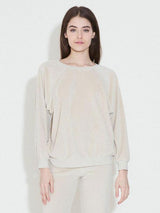 Suzie Kondi Velour Unisex Oversized Sweatshirt in Piedra