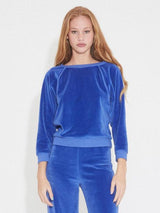 Velour Raglan Top in Azul
