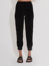 Suzie Kondi Velour Slim Track Pants in Black