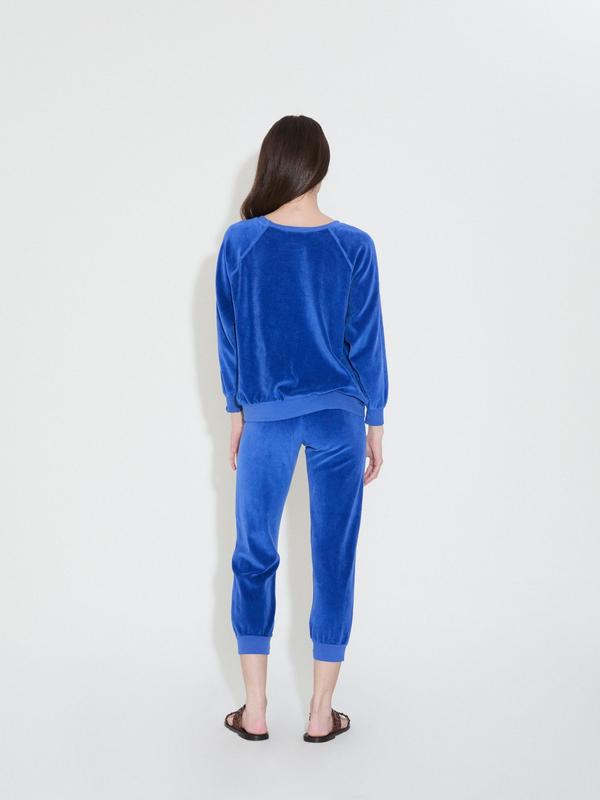 Velour Slim Track Pants in Azul