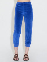 Velour Slim Track Pants in Azul