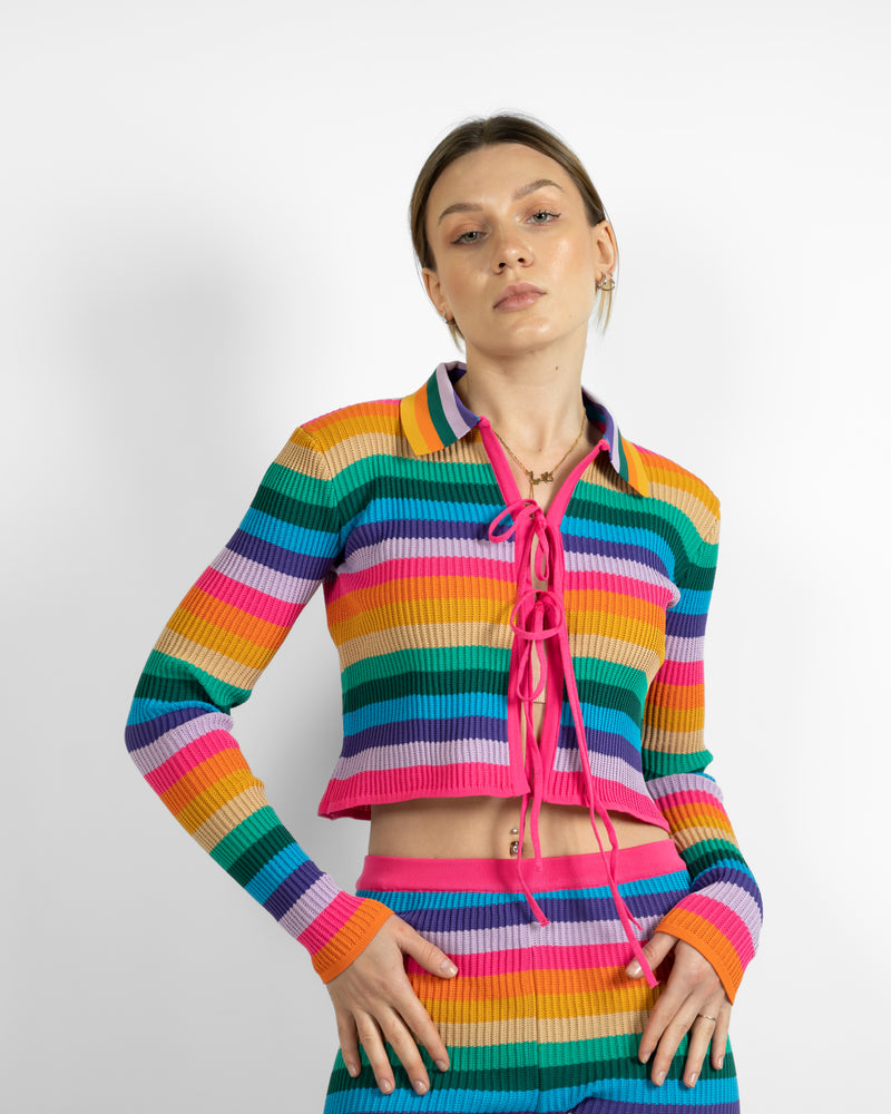 Rainbow Stripe Knit Top