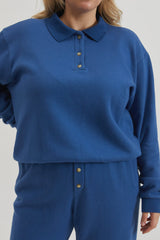 Vintage Fleece Polo Sweatshirt Blueberry