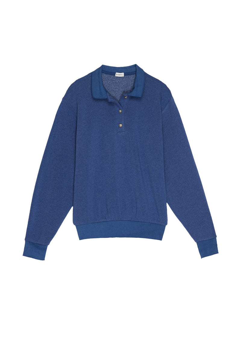 Vintage Fleece Polo Sweatshirt Blueberry